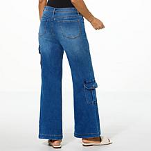 "As Is" DG2 by Diane Gilman New Classic Stretch Denim Wide-Leg Carg...