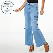 "As Is" DG2 by Diane Gilman New Classic Stretch Denim Wide-Leg Carg...