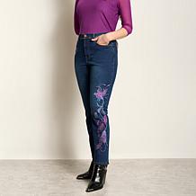 "As Is" DG2 by Diane Gilman New Classic Stretch Embroidered Straigh...