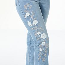 "As Is" DG2 by Diane Gilman New Classic Stretch Embroidered Straigh...