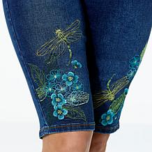 "As Is" DG2 by Diane Gilman New Classic Stretch Embroidered Bermuda...
