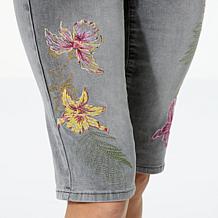 "As Is" DG2 by Diane Gilman New Classic Stretch Embroidered Bermuda...