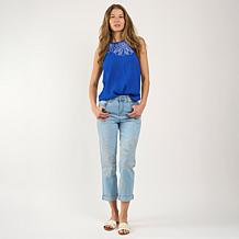 "As Is" DG2 by Diane Gilman New Classic Stretch Embroidered Girlfri...