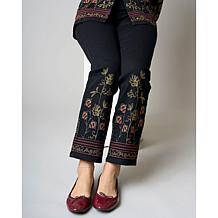 "As Is" DG2 by Diane Gilman New Classic Stretch Straight-Leg Embroi...