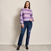 "As Is" DG2 by Diane Gilman Ombre Blouson Pullover Sweater