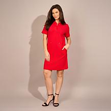 "As Is" DG2 by Diane Gilman Ponte Knit Short-Sleeve A-Line Dress