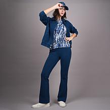 "As Is" DG2 by Diane Gilman Printed Boatneck Elbow Sleeve Top