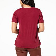 "As Is" DG2 by Diane Gilman Printed Everyday Jersey Knit Cowl-Neck Top