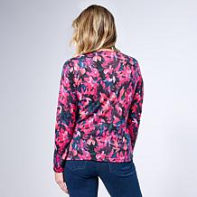 "As Is" DG2 by Diane Gilman Ruched Asymmetric Seam Long Sleeve Top