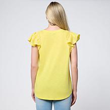 "As Is" DG2 by
Diane Gilman Ruched Eyelet Flutter-Sleeve Mixed Medi...