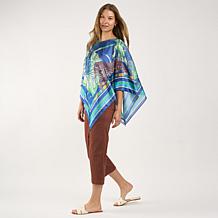 "As Is" DG2 by Diane Gilman Scarf Printed Drama Top with Tank