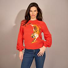 "As Is" DG2 by Diane Gilman Sculpted Jaquard SoftEase Knit Sweater