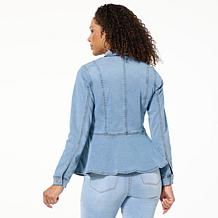 "As Is" DG2 by Diane Gilman Soft & Sleek Fit-and-Flare Denim Jacket