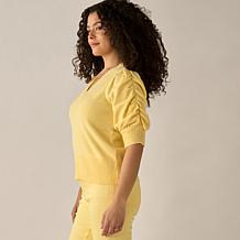 "As Is" DG2 by Diane Gilman SoftEase Knit Puff-Sleeve Sweater