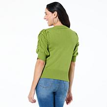 "As Is" DG2 by Diane Gilman SoftEase Knit Puff-Sleeve Sweater