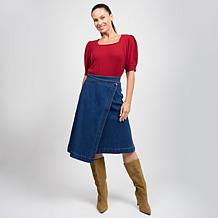 "As Is" DG2 by Diane Gilman SoftEase Knit Puff-Sleeve Sweater