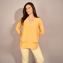 "As Is" DG2 by Diane Gilman V-Neck 3/4-Sleeve Easy Top