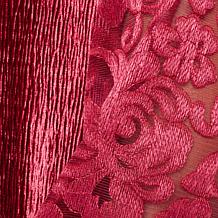 "As Is" Diane Gilman Embroidered Tulle Sleeve Mock Neck Top