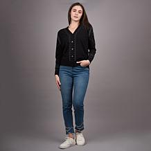 "As Is" Diane Gilman Legacy Stretch Fringe Petal Hem Skinny Ankle Jean