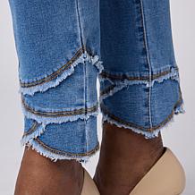 "As Is" Diane Gilman Legacy Stretch Fringe Petal Hem Skinny Ankle Jean