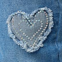 "As Is" Diane Gilman New Classic Stretch Heart Patch Straight Leg Jean
