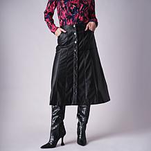 "As Is" Diane Gilman Panelled Midi Skirt in Faux Leather