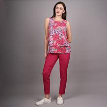 "As Is" Diane Gilman Poly CDC Flutter Tank Top with Lace Trim Inset