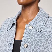 "As Is" Diane Gilman Printed Stretch Denim Barn Jacket