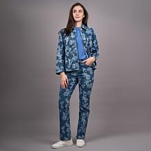 "As Is" Diane Gilman Printed Stretch Denim Bootcut