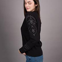 "As Is" Diane Gilman Soft Ease Embellished Cardigan