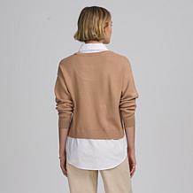 "As Is" Elle Get the Look Twofer Mixed Media Sweater