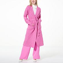 "As Is" G by Giuliana Black Label Cable Knit Belted Cardigan