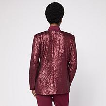 "As Is" G by Giuliana Black Label Collarless Sequin Knit Cardigan