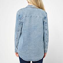 "As Is" G by Giuliana Black Label Denim Shirt Jacket with Rhinestones