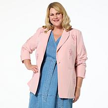 As Is G by Giuliana Black Label Embroidered Woven Blazer