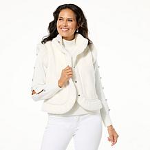 "As Is" G by Giuliana Black Label Faux Fur Fleece Vest