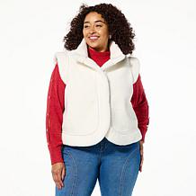 "As Is" G by Giuliana Black Label Faux Fur Fleece Vest
