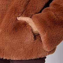 "As Is" G by Giuliana Black Label Knit Faux Fur Jacket