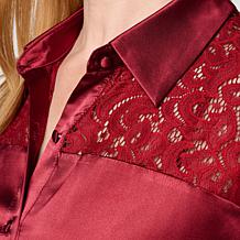 "As Is" G by Giuliana Black Label Knit Lace Satin Blouse