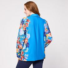 "As Is" G by Giuliana Black Label Placement Print Knit Blazer