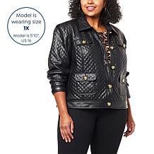"As Is" G by Giuliana Black Label Quilted Faux Leather Jacket