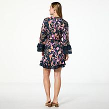 "As Is" G by Giuliana Black Label Woven Embroidered Dress with Tier...