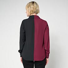 "As Is" G by Giuliana Colorblocked Button-Front Woven Blouse