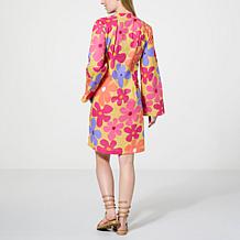 "As Is" G by Giuliana Cotton Viole Lace-Up V-Neck Tunic Dress