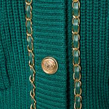 "As Is" G by Giuliana FF Sweater Cardigan with Chain Detail