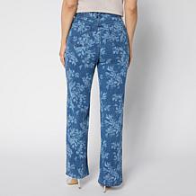 "As Is" G by Giuliana Floral Laser-Print Denim Wide-Leg Jean