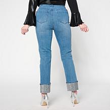 "As Is" G by Giuliana G5 Denim Straight Leg Jean with Rhinestone Cuffs