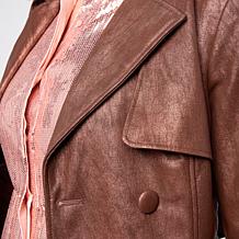 "As Is" G by Giuliana Knit Faux Leather Trench Coat