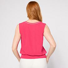 "As Is" G by Giuliana Knit Sleeveless Tank Top with Contrast Piping