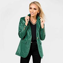 "As Is" G by Giuliana Lamb Leather Single-Breasted Blazer